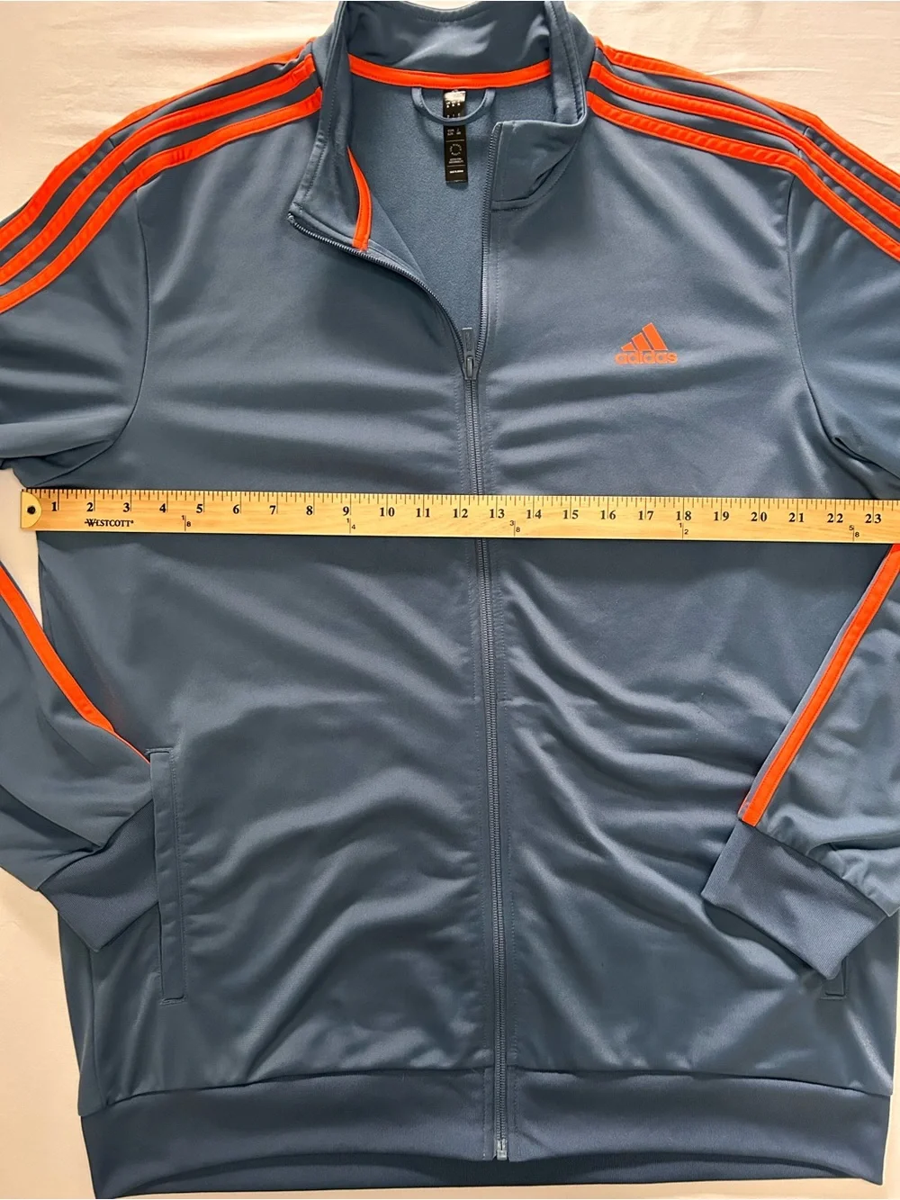 adidas Men’s Slate Blue Track Jacket with Orange Trim - Picture 5 of 6
